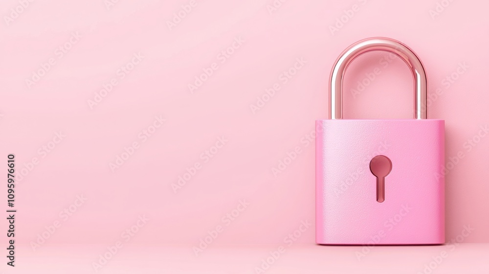 Anti tracking security concept. A pink padlock rests on a soft pink background, symbolizing security and protection in a minimalist style. Anti tracking security concept. A pink padlock rests on a soft pink background, symbolizing security and protection in a minimalist style.