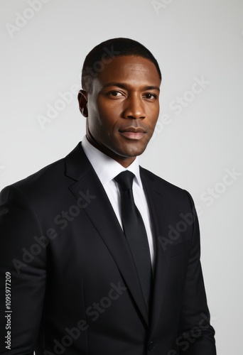 Businessman in black suit confessing over white background black businessman portrait Ultra realistic Photorealistic hyperdetailed photography soft light head and shoulders portrait cover