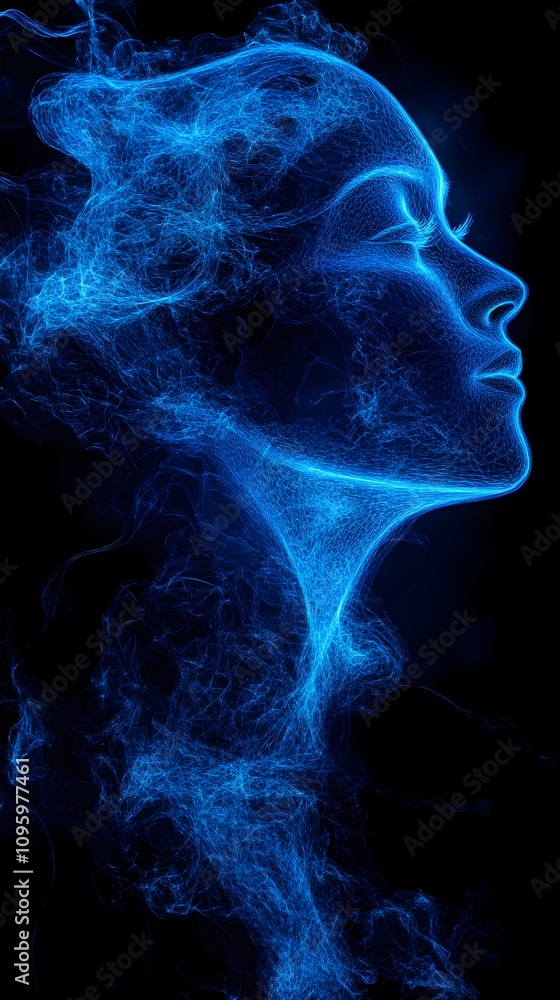 dark background with blue smoke and lightning