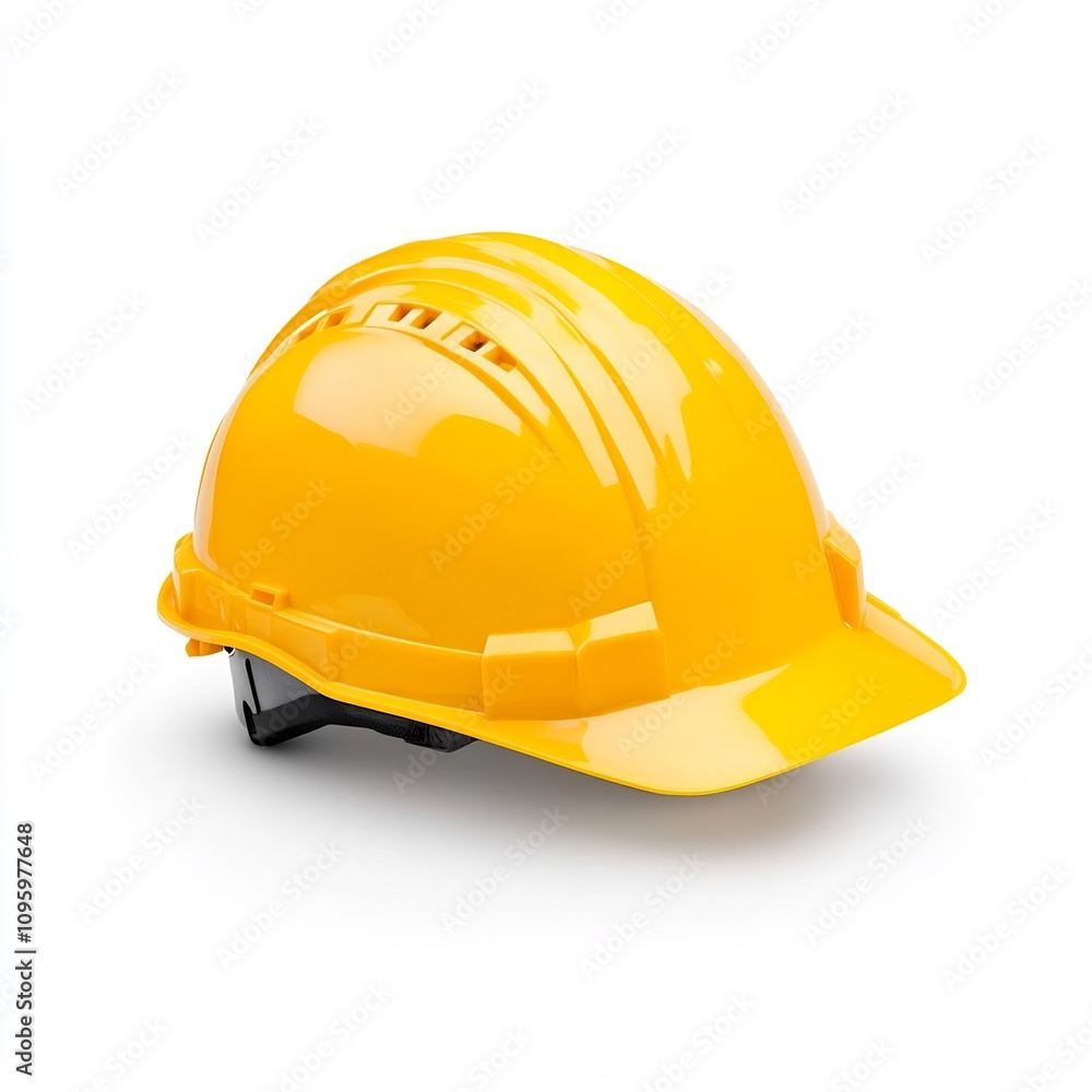Macro Shot of a Yellow Protective Helmet Isolated on White Background Macro Shot of a Yellow Protective Helmet Isolated on White Background