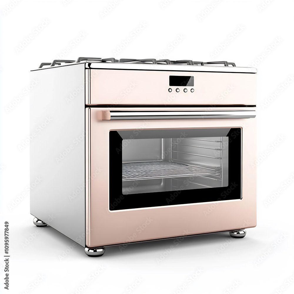 Fototapeta premium Closeup Shot of a Contemporary Gas Oven on White Background