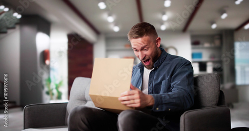 Man Receiving Parcel Or Delivery Package