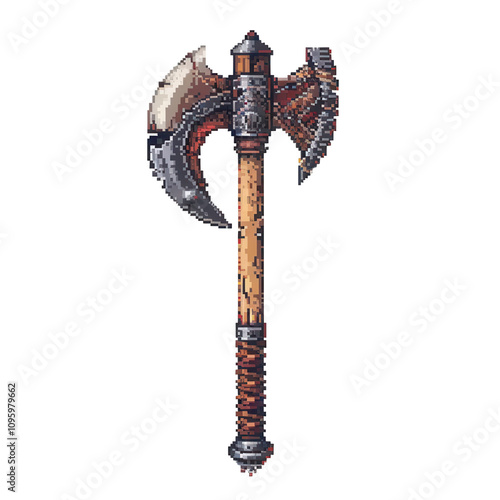 8-bit pixel art axe transparent background digital art environment game design concept photo