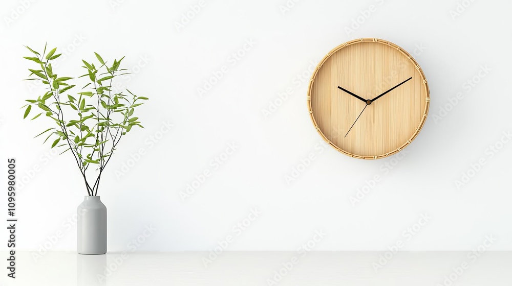 Minimalist Bamboo Clock Decor with Wood Accent Modern Living Space Tranquil Environment Serene Viewpoint Minimalist Bamboo Clock Decor with Wood Accent Modern Living Space Tranquil Environment Serene Viewpoint