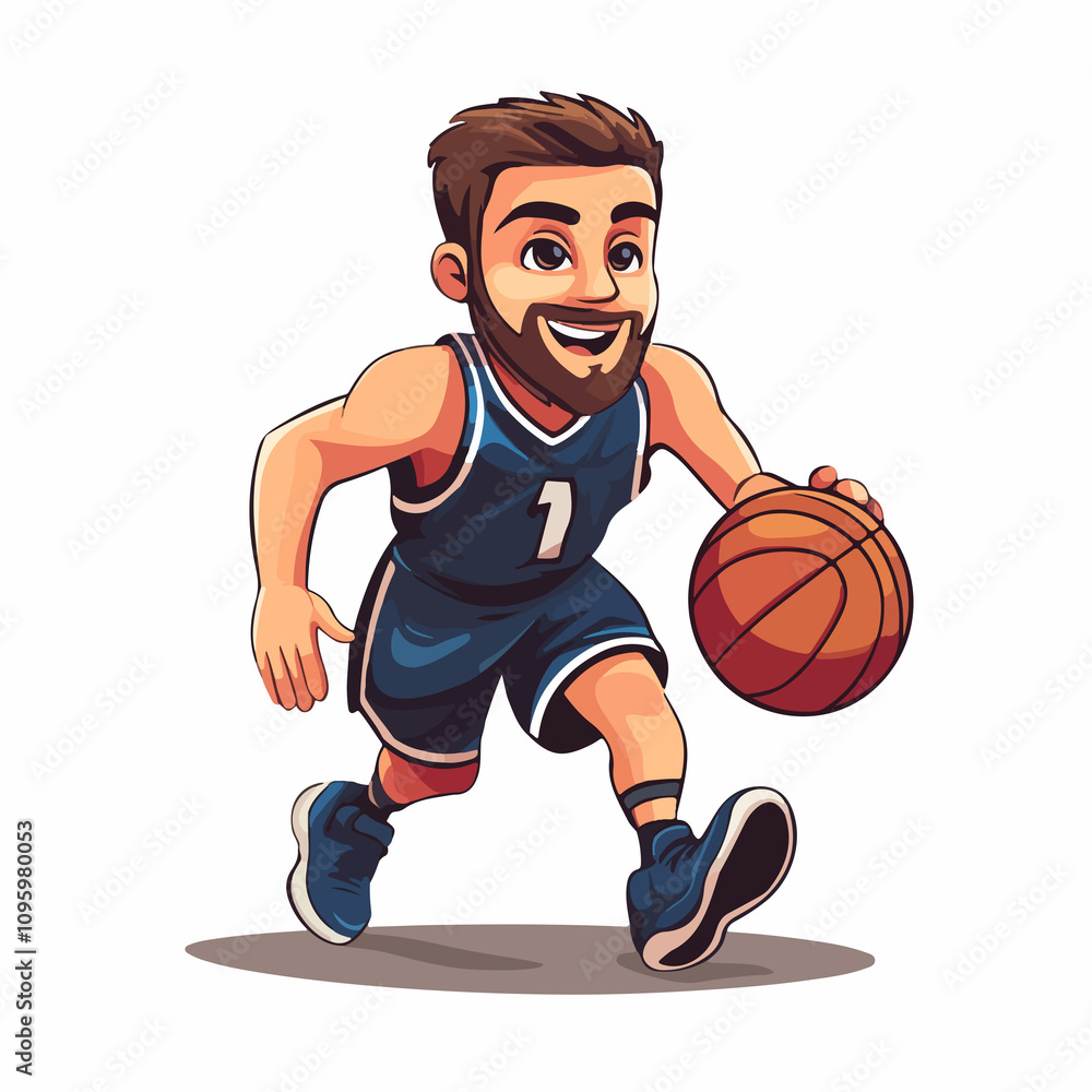 Male Basketball Player Cartoon Vector Illustration