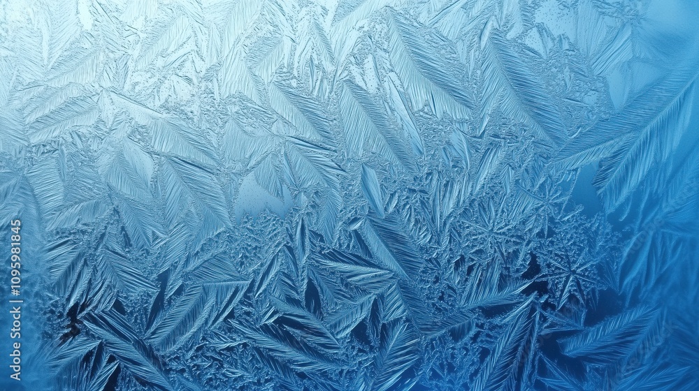 Icy Blue Background with Frosty Snowflakes Icy Blue Background with Frosty Snowflakes