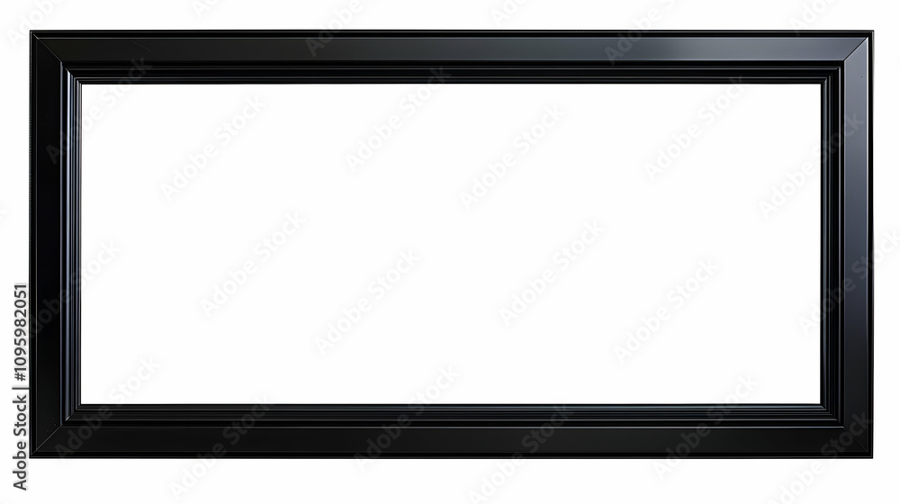 Black Rectangular Frame with a Thick Border, Ideal for Displaying Artwork or Photographs, Isolated on White Background, 3D Rendering Black Rectangular Frame with a Thick Border, Ideal for Displaying Artwork or Photographs, Isolated on White Background, 3D Rendering