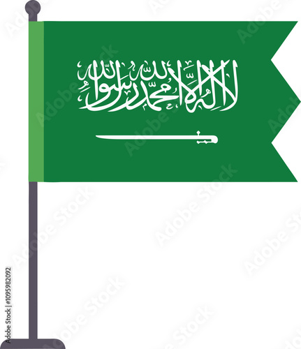 Saudia arabia flag design vector with flag stand