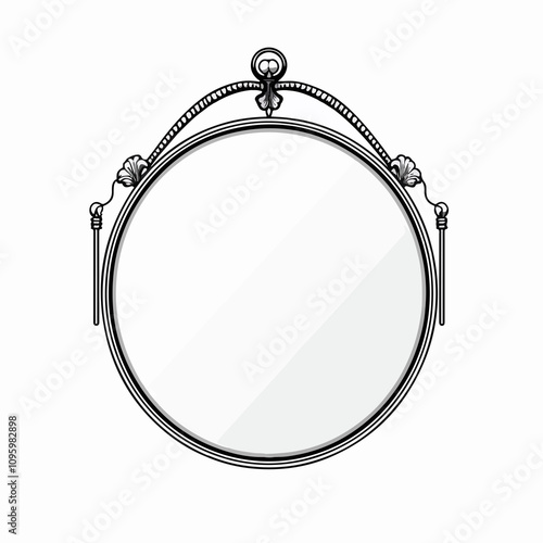 Mirror Line Vector Illustration Isolated on White Background