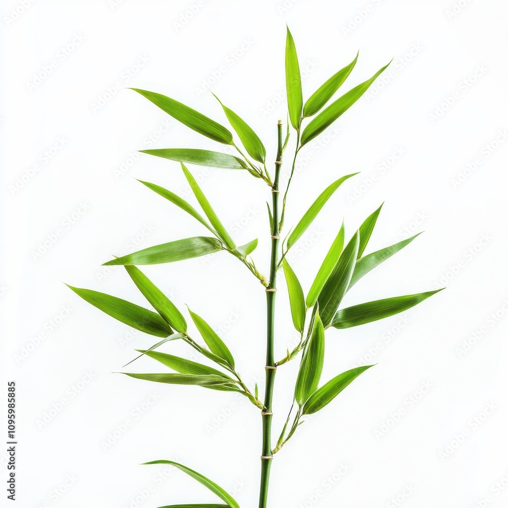 Obraz premium Fresh green bamboo leaves, isolated on white background
