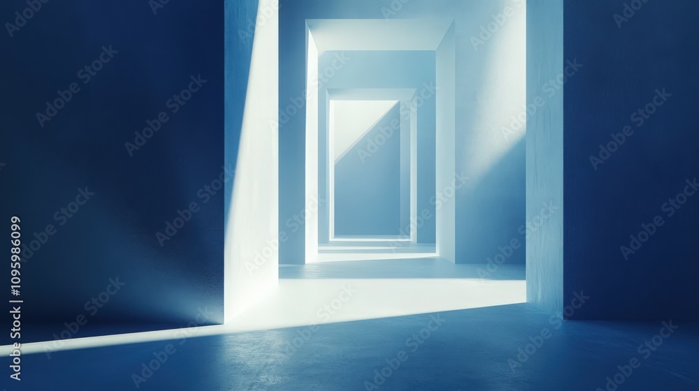 Elegant minimalist geometric design featuring blue gradient shapes with dynamic shadows, creating a futuristic, abstract backdrop ideal for tech product displays and digital art Elegant minimalist geometric design featuring blue gradient shapes with dynamic shadows, creating a futuristic, abstract backdrop ideal for tech product displays and digital art