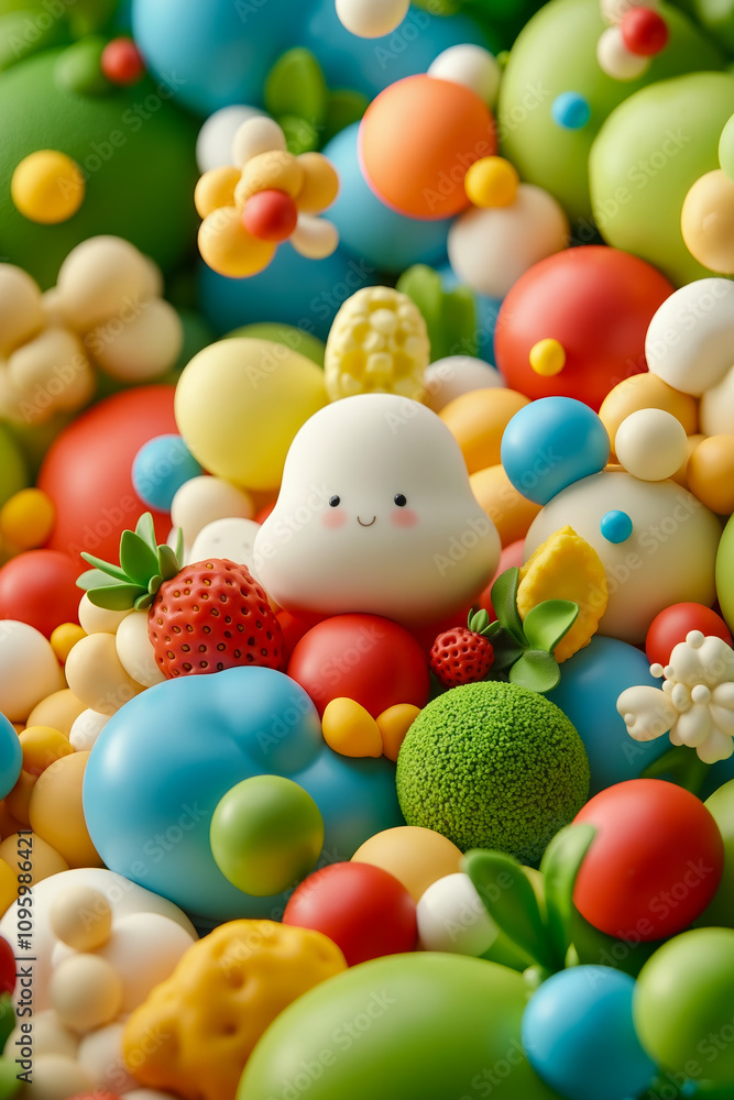 A bunch of colorful candies that are in the shape of a cloud A bunch of colorful candies that are in the shape of a cloud