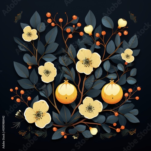 Vector Illustration of Radish in a Dark Color Palette Design photo