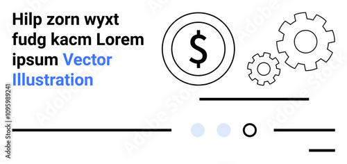 Wallpaper Mural Dollar sign inside circle, two gear icons in line arrangement. Ideal for business, finance, development, planning, economics, management, engineering. Landing page Torontodigital.ca