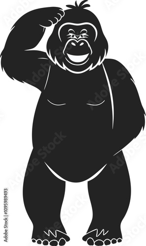 Gorilla with laughing out loud face, a stencil clipart featuring the silhouette of Gorilla.