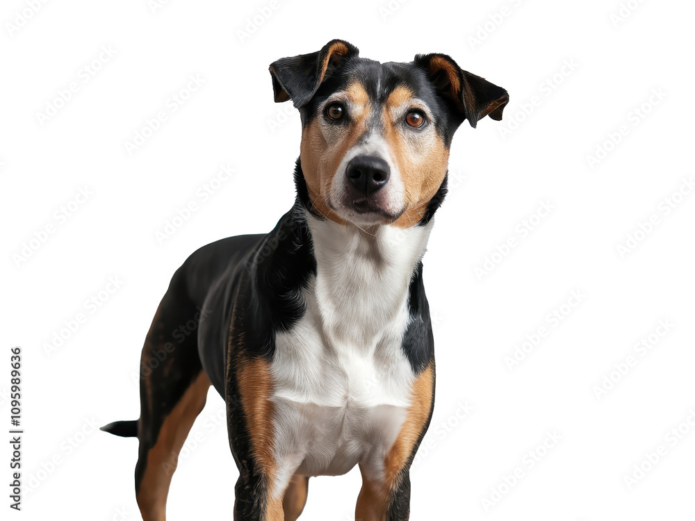 Attentive Dog Standing Alertly Isolated on a Transparent Background Attentive Dog Standing Alertly Isolated on a Transparent Background