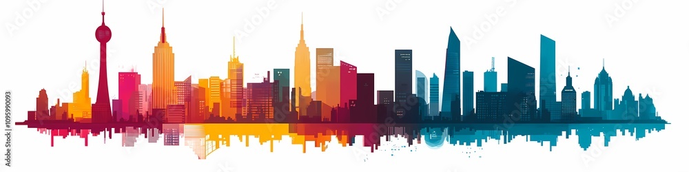 Fototapeta premium Modern Geometry: Vibrant Cityscape Vector