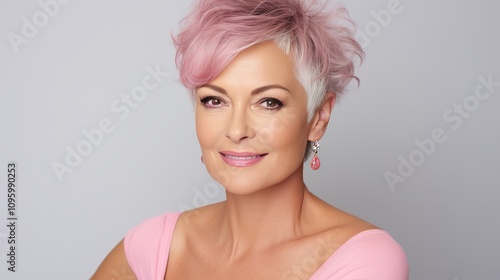 Stunning portrait of a mature woman emphasizing healthy skin and beauty care concepts