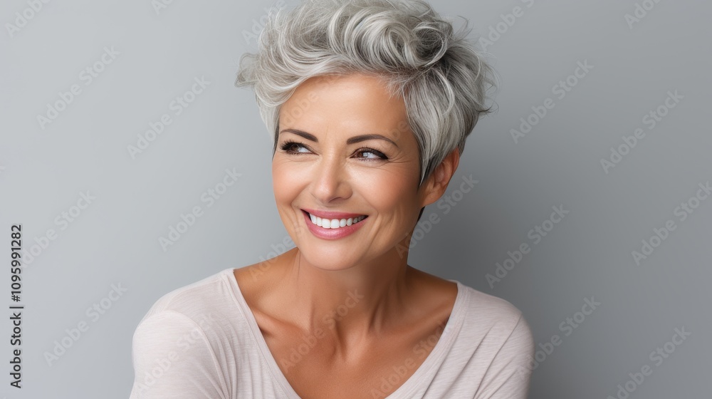 Captivating portrait of a mature woman embracing beauty and skincare in a white background setting Captivating portrait of a mature woman embracing beauty and skincare in a white background setting