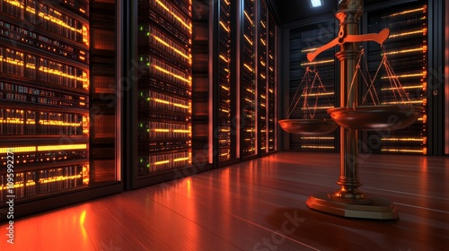 Wallpaper Mural Data center operations showcase high-tech server room infrastructure image dynamic environment low angle view future technology concept Torontodigital.ca