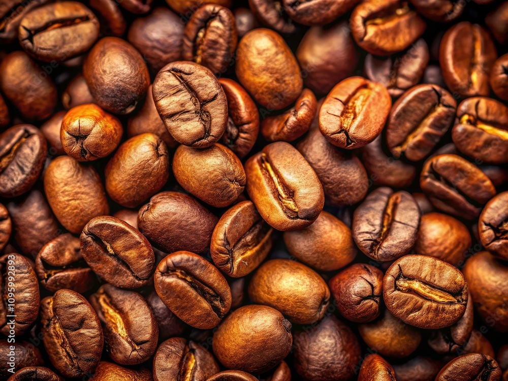 Fototapeta premium Aromatic Coffee Beans Textured Backdrop for Warm Inviting Designs - Rich Color Palette, Natural Elements, Cozy Atmosphere, Coffee Lover Inspiration, Rustic Aesthetic