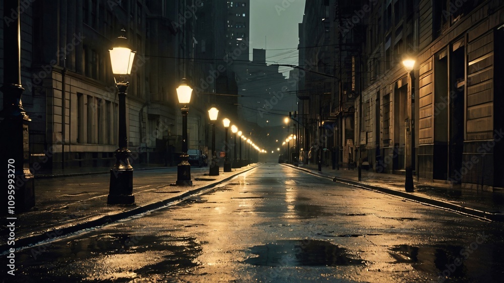 Rain-Slicked Streets at Dawn, A Cinematic Urban Solitude in Foggy Nostalgic Light V4 Rain-Slicked Streets at Dawn, A Cinematic Urban Solitude in Foggy Nostalgic Light V4