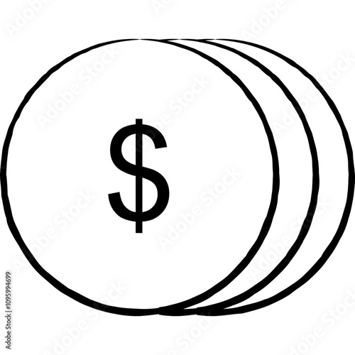 Coins single vector line icon