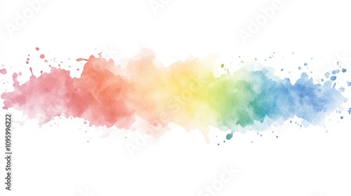 Vibrant Watercolor Splash of Rainbow Colors with Abstract Brush Strokes and Soft Texture for Creative Design and Artistic Backgrounds