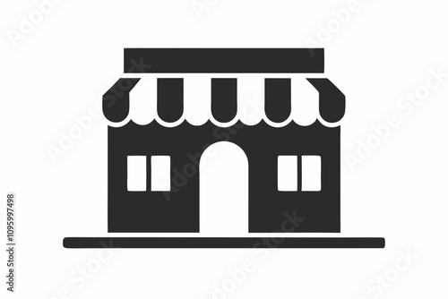 shop silhouette vector art illustration.