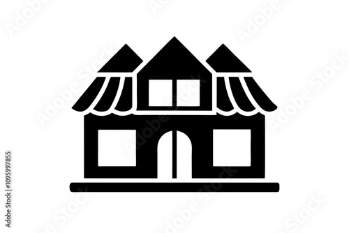 shop silhouette vector art illustration.