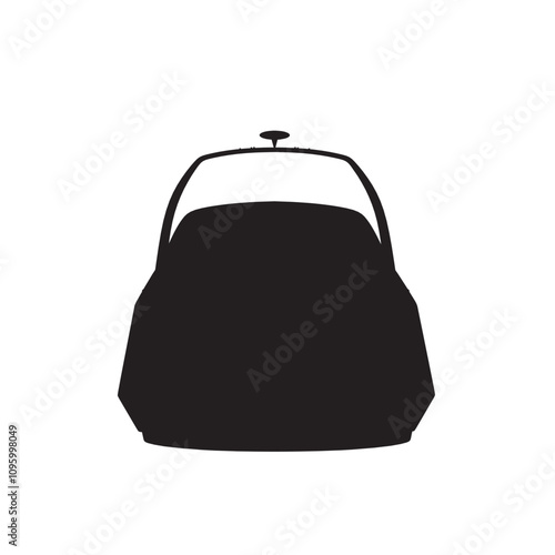 Silhouette Speedboat isolated vector illustration. Luxury and expensive boat. Back view