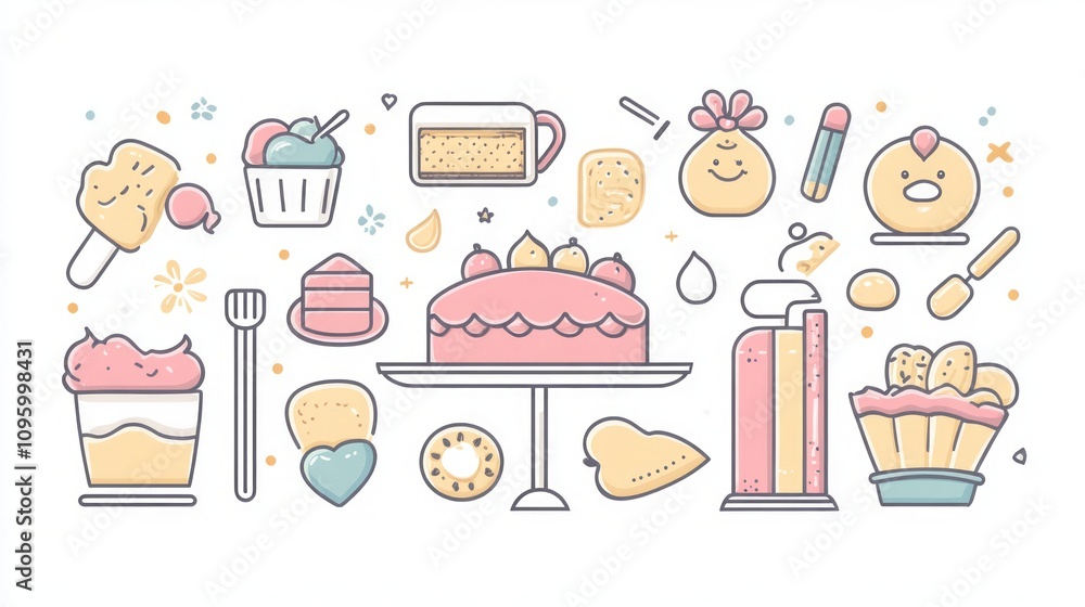 Sweet Treats and Desserts Illustration Sweet Treats and Desserts Illustration