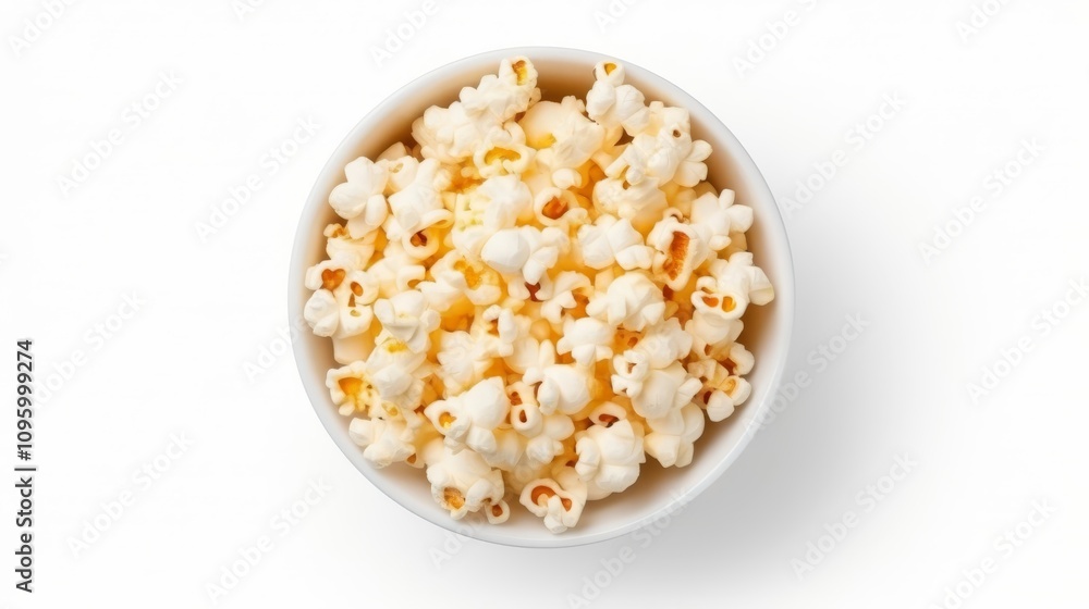 bowl of popcorn isolated on white background top view bowl of popcorn isolated on white background top view