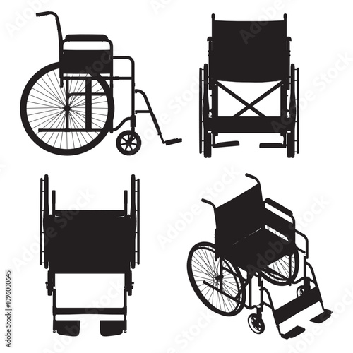 Set of silhouette empty wheelchairs on white background. Vector illustration