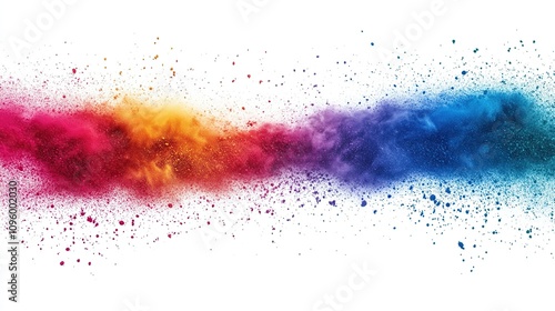 Colorful powder explosion isolated on white.