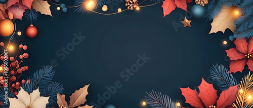 Christmas and new year with Elegant Ornaments Style  Perfect for Tags, Posters, and Banners with Space for Text photo