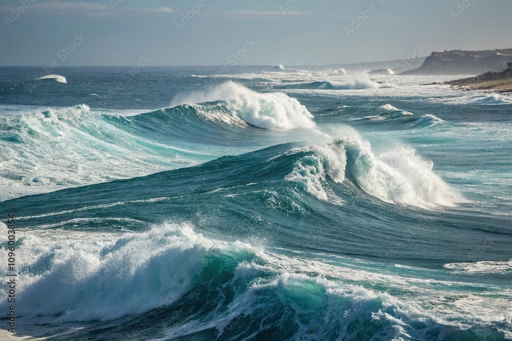 A stylized representation of ocean waves in a geometric pattern, abstract art, wave visualization, geometric forms A stylized representation of ocean waves in a geometric pattern, abstract art, wave visualization, geometric forms