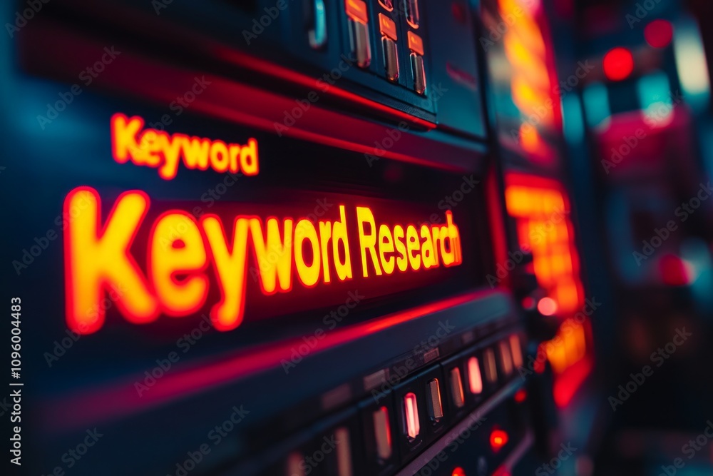 Glowing Keyword Research Display Glowing Keyword Research Display