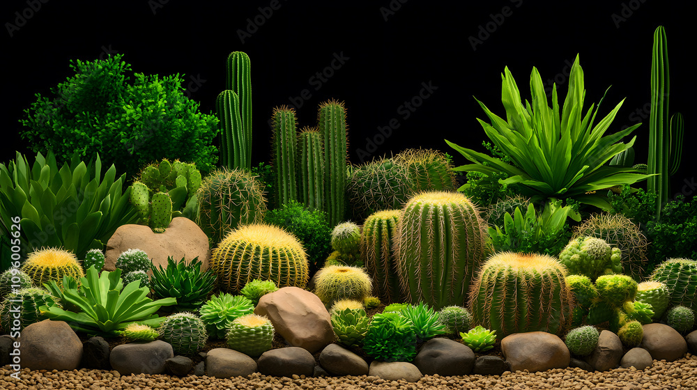 Cacti and succulents display desert environment nature photography vibrant greenery Cacti and succulents display desert environment nature photography vibrant greenery