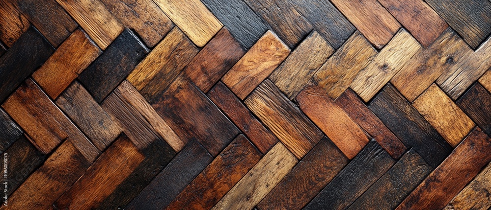 Elegant Parquet Floor in Raw Wood Style Offering a Top View Perspective with a Unique Chaos of Natural Grain Patterns and Colors Elegant Parquet Floor in Raw Wood Style Offering a Top View Perspective with a Unique Chaos of Natural Grain Patterns and Colors