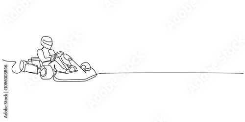 continuous line drawing of go-kart race.one line drawing of go-kart race competition.single line vector illustration.isolated white background