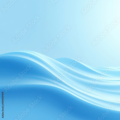 An abstract ocean wave design with a light blue color gradient, nature, art, curved