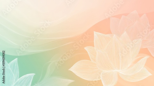Calming Gradient Background with Soft Lotus Flower Outlines