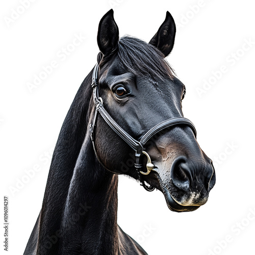 majestic black horse isolated on transparent background. photo