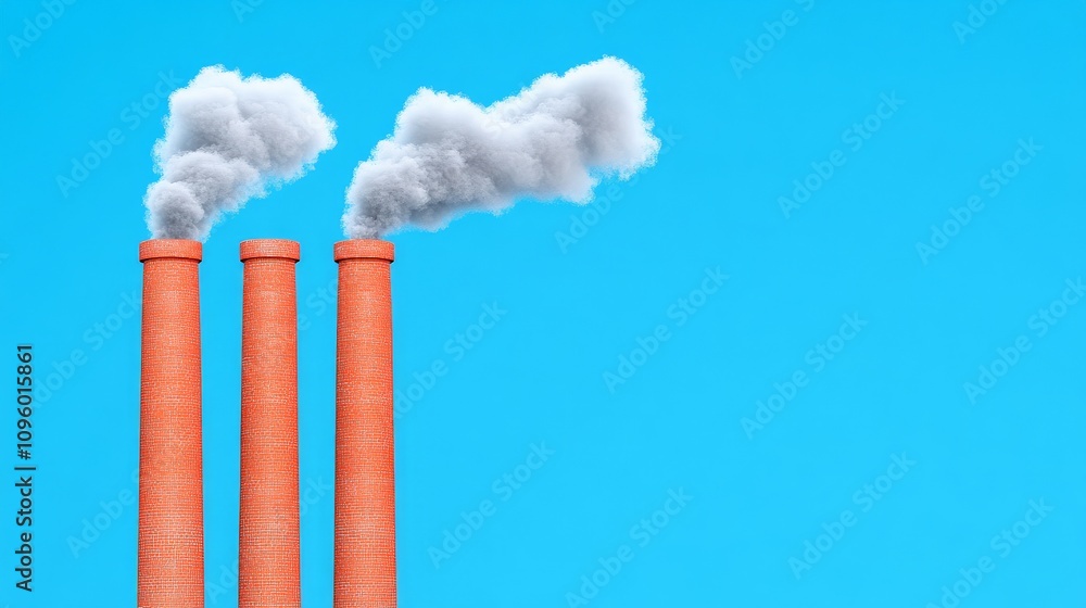 Industrial Smokestacks Against a Clear Blue Sky Industrial Smokestacks Against a Clear Blue Sky