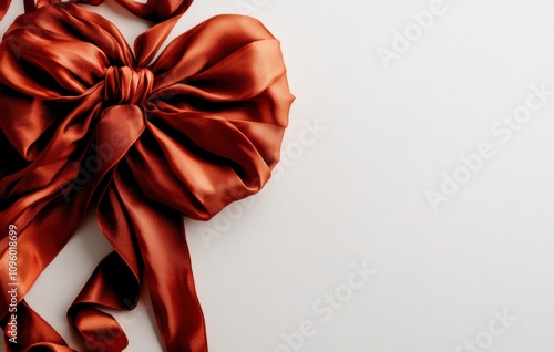 Stunning Deep Red Satin Bow in Heart Shape on a Light Background, Perfect for Celebrations, Gifts, and Decorative Events, Adding Elegance and Charm to Any Occasion