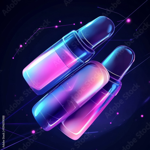 A low-poly modern design showcasing nail polish care technology, featuring an innovative spa salon manicure with a fingertip strengthener formula. The concept includes a nail protection shield, emphas photo