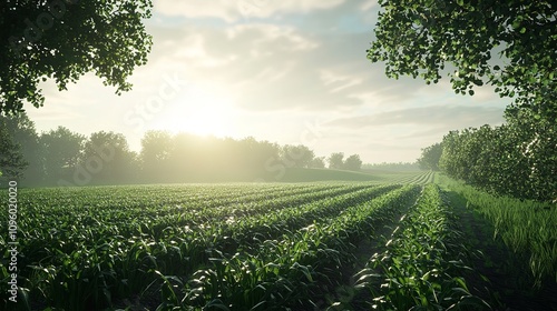 Picturesque Sown Fields 8K Realistic Lighting Highly Detailed