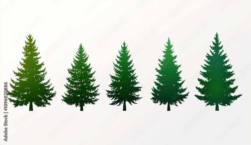 Elegant Collection of Evergreen Trees in Various Shades of Green Representing Nature's Beauty and Tranquility for Eco-Friendly Designs and Projects Elegant Collection of Evergreen Trees in Various Shades of Green Representing Nature's Beauty and Tranquility for Eco-Friendly Designs and Projects
