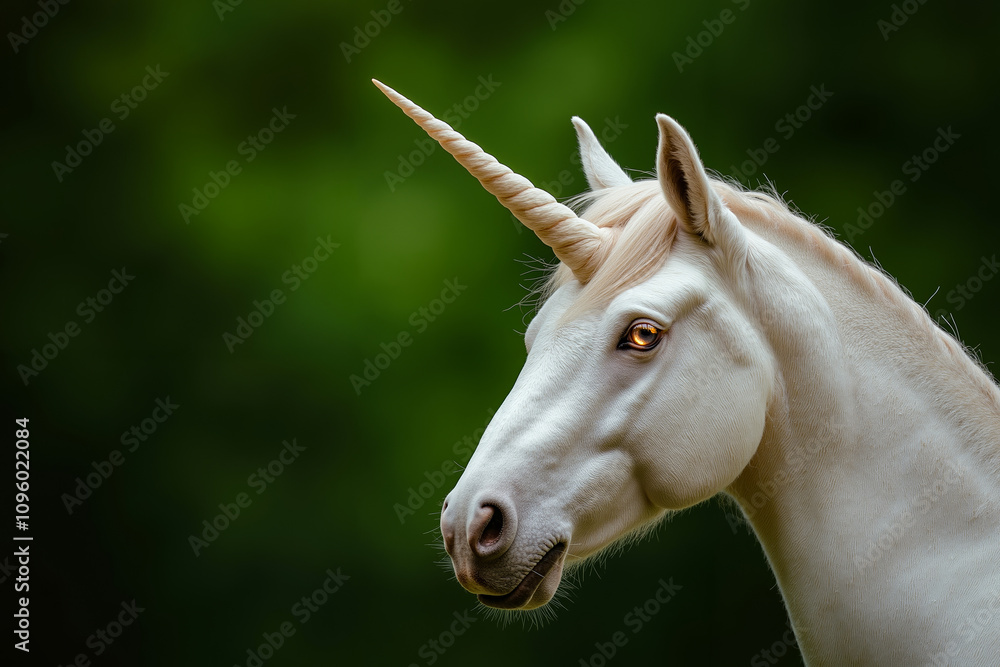 Obraz premium A close up of a white unicorn with a long horn